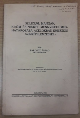 Bardcz rpd - Szilicium, mangn, krm s nikkel mennyisgi meghatrozsa aclokban emisszis szinkpelemzssel