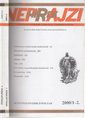 Nprajzi hrek 2000/1-4. (teljes vfolyam, 2 db. lapszm)