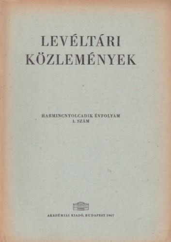 Levltri kzlemnyek (38 vf. 1. szm)