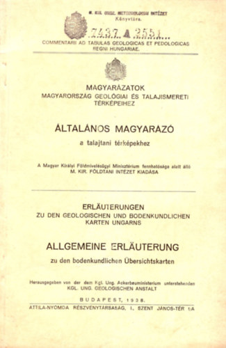 Dr. Marzsó Lajos - Általános magyarázó a talajtani  térképekhez