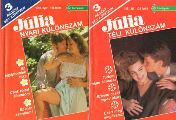 Melinda Cross, Carole Mortimer, Madeleine Kerr, Emma Darcy - 3  db J�lia K�l�nsz�m: 1991. Ny�ri k�l�nsz�m + T�li k�l�nsz�m + �szi k�l�nsz�m