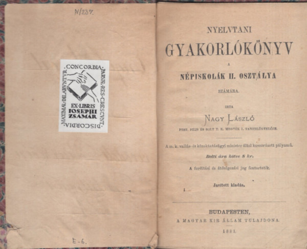 Nagy László - Nyelvtani gyakorlókönyv a népiskolák II. osztálya számára