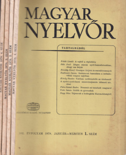 Lrincze Lajos (szerk.) - Magyar Nyelvr 1978/1-4. szm (teljes vfolyam)