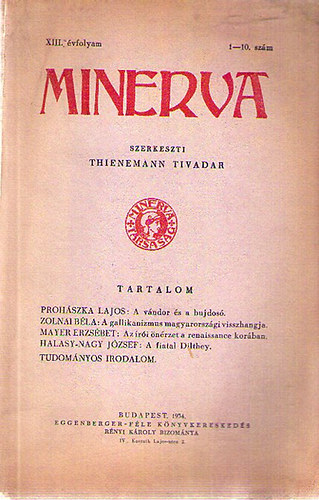 Thienemann Tivadar (szerk.) - Minerva XIII. vfolyam 1-10. szm