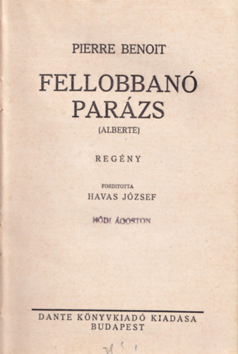 Pierre Benoit - Fellobban parzs (Alberte)