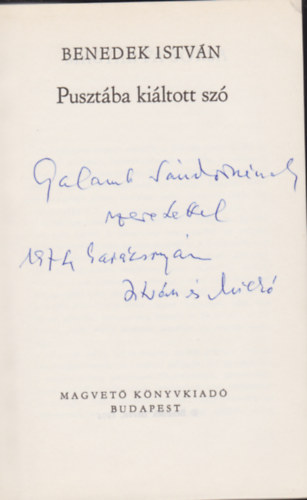 Benedek Istv�n - Puszt�ba ki�ltott sz�