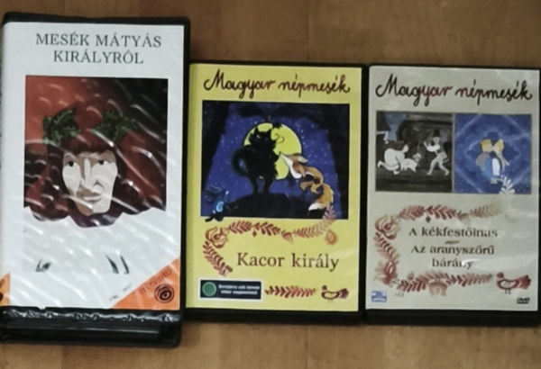 2db Magyar npmesék DVD + ajándék VHS kazetta - Magyar népmesék-A kékfestőinas, Az aranyszőrű bárány, Magyar népmesék-Kacor király + Mesék Mátyás királyról