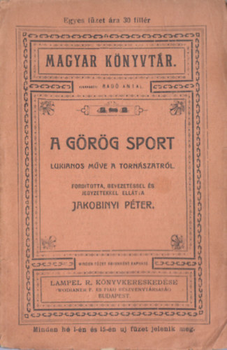 Jakobinyi Pter - A grg sport (Magyar Knyvtr)