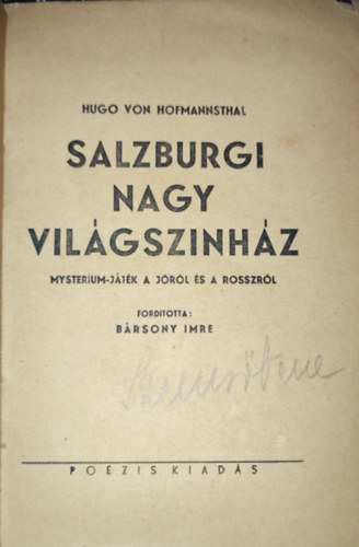 Hofmannsthal - Salzburgi nagy világszínház