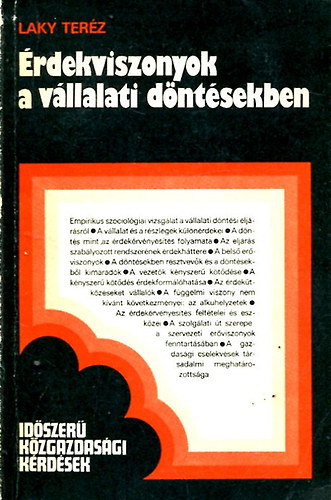 Laky Ter�z - �rdekviszonyok a v�llalati d�nt�sekben