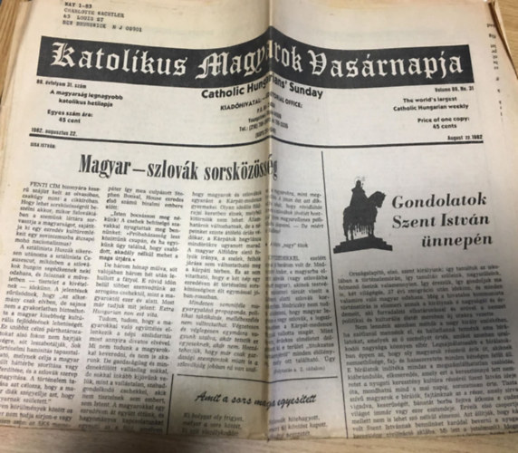 Katolikus Magyarok Vas�rnapja - 89. �vfolyam 31. sz�m