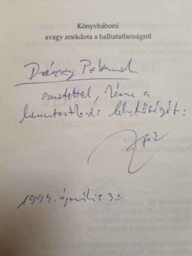 Koppny Zsolt - Knyvhbor avagy anekdota a halhatatlansgrl - Dediklt