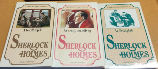 Arthur Conan Doyle - 3 db Sherlock Holmes kötet: A berill fejék + Az arany szemüveg + Az ördögláb