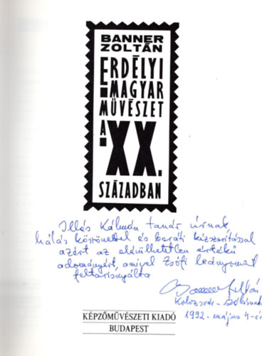 Banner Zoltn - Erdlyi magyar mvszet a XX. szzadban (Dediklt)