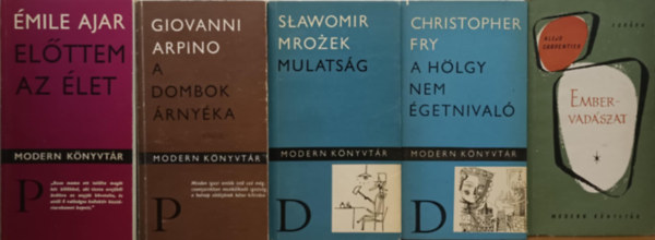 Alejo Carpentier, Christopher Fry, Stawomir Mrozek, Giovanni Arpino, mile Ajar - Modern knyvtr knyvcsomag