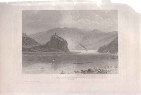 Der Schreckenstein an der Elbe (Strzsekov v�ra, Csehorsz�g, Eur�pa) (16x23,5 cm lapm�ret� eredeti ac�lmetszet, 1856-b�l)