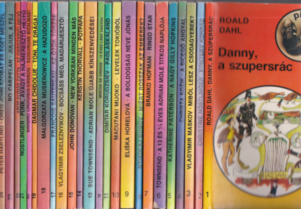 Roald Dahl, Christine Nstlinger, Vlagyimir Maskov, Christa Kozik, Katherine Paterson, Sue Townsend, Branko Hofman, Nyikolaj Dubov, Eliska Horelov, Macutani Mijoko, Dimitar Korudzsiev, Mischa de Vr - Piknik knyvek 1-24. (Danny, a szupersrc + Konzerv Konrd + Mibl lesz a csodagyerek? + A biceg angyal + A nagy Gilly Hopkins + A 13 s 3/4 ves Adrian Mole titkos naplja + Ringo Star + Mirt rosszak az emberek? + A boldogsg neve Jn