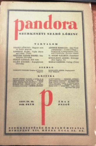 Szabó Lőrinc - Pandora