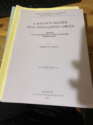 Erdlyi Lajos - A halotti beszd mint nyelvjrsi emlk