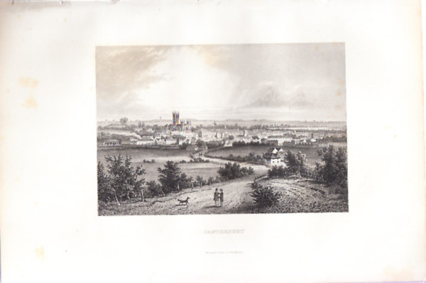 Canterbury (28×18cm lapméretű eredeti acélmetszet, 1860-as évek) - Anglia