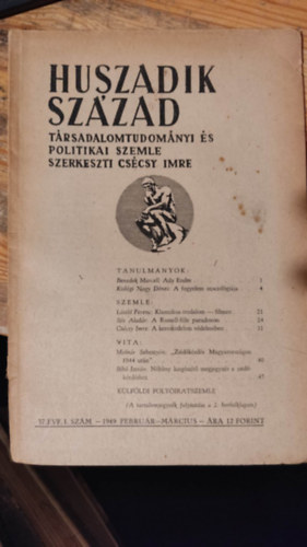 Cscsy Imre (szerk.) - Huszadik Szzad - Trsadalomtudomnyi s szocilpolitikai szemle 37. vfolyam 1. szm 1949 februr-mrcius