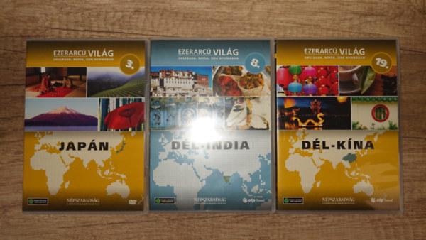 3 DVD a Népszabadság Ezerearcú világ című sorozatából: Japán, Dél-India, Dél-Kína