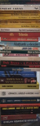 Evelyn Marsh, Sidney Sheldon, Vavyan Fable, Lrinc L. Lszl (Leslie L. Lawrence), J. D. Robb (Nora Roberts), Dale Brown, Robin Cook, Ken Follett, Ed McBain, E. Wallace - Szrakoztat irodalmi knvcsomag (30m) Az orvosi esk, A legszebb tervek, lomhajsza, Nebet Het, Az rdg fekete kalapja, Naraszinha oszlopa, A kicsik, Sindzse szeme, Halhatatlan a hallban, A sors megksrtse, Tzvihar, jszakai beve