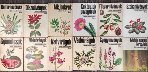 B�v�r Zsebk�nyvek - (12db) B�v�r zsebk�nyvek a n�v�nyvil�gr�l: Kult�rn�v�nyek 1. / D�szn�v�nyek / F�k, bokrok / Kaktuszok, pozsg�sok / F�szern�v�nyek / Szoban�v�nyek / Gy�m�lcs�k / V�zin�v�nyek / Vadvir�gok 1-2. / Gy�gyn�v�nyek / Moh�k, zu