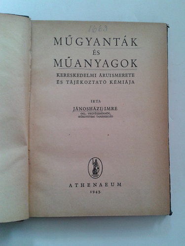 Jnoshzi Imre - Mgyantk s manyagok kereskedelmi ruismerete s tjkoztat kmija