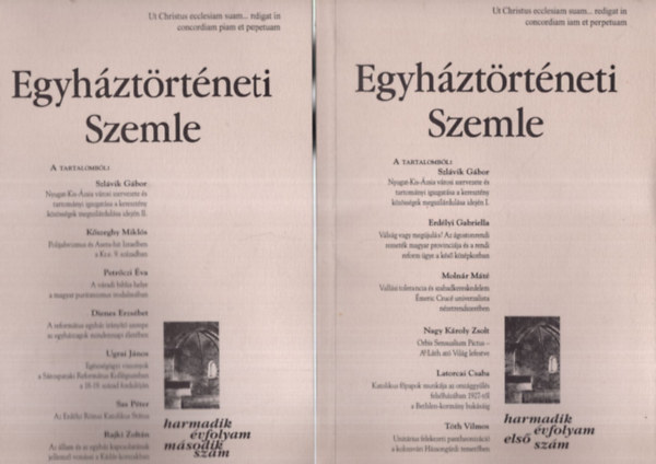 Balogh Judit, Dienes Dnes, Fazekas Csaba - 2 db Egyhztrtneti Szemle 2002. III. vf. 1-2. szmok