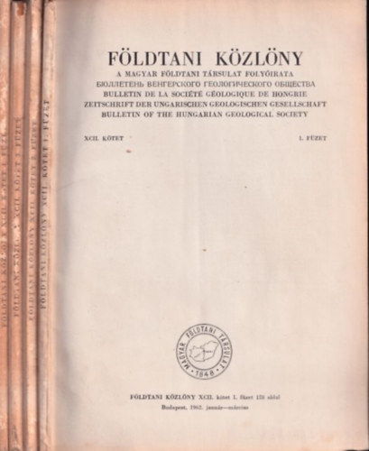 Vadsz Elemr - Fldtani Kzlny 1962/1-4. (Teljes vfolyam)