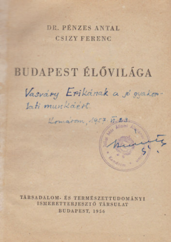 Pénzes-Csízy - Budapest élővilága