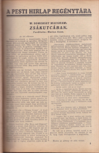 William Somerset Maugham - Zs�kutc�ban (A Pesti H�rlap reg�nyt�ra)