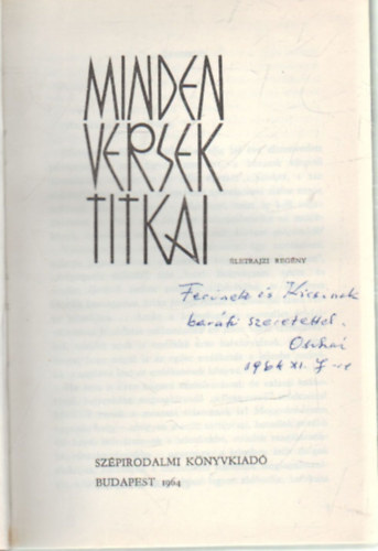 Ascher Oszk�r - Minden versek titkai- dedik�lt