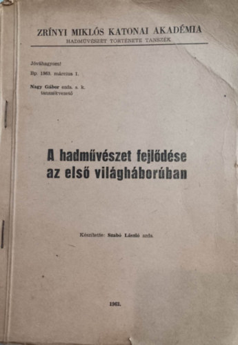 Szabó László - A hadművészet fejlődése az első világháborúban
