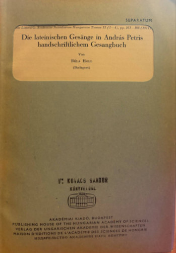 Sanctus Nicolaus Episcopus seu liberalita coronata - A magyarországi iskoladráma példája 1688-ból (Különlenyomat)