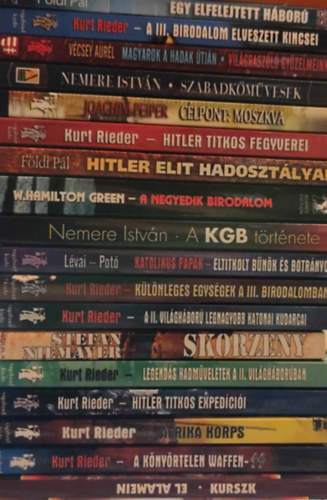 Földi Pál, Kurt Rieder, Nemere István, Vécsey Aurél - 18 db történelmi kötet