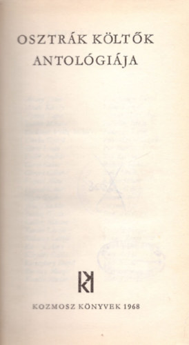 Osztr�k k�lt�k antol�gi�ja