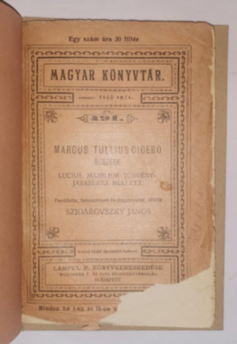 Szidarovszky János (ford.) - Marcus Tullius Cicero beszédei Lucius Manilius törvényjavaslatai mellett