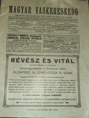 Br rmin (szerk.) - Br rmin (szerk.) - Magyar Vaskeresked-A magyarorszgi vaskereskedk, a vas-, fm- s vilgtsi ipar rdekeit fellel szaklap