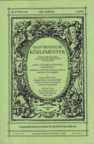 Hadt�rt�nelmi k�zlem�nyek 123. �vfolyam 2010. szeptember