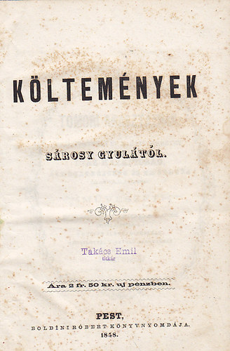 Sárosy Gyula - Költemények Sárosy Gyulától