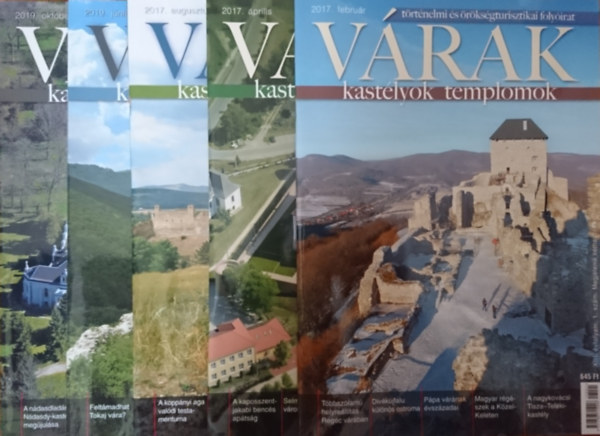 5db Várak, kastélyok, templomok szórványszám: 2017. február, 2017. április, 2017. augusztus, 2019. június, 2019. október
