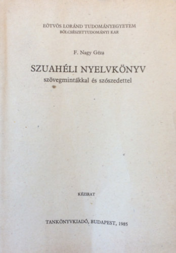F. Nagy Géza - Szuahéli nyelvkönyv
