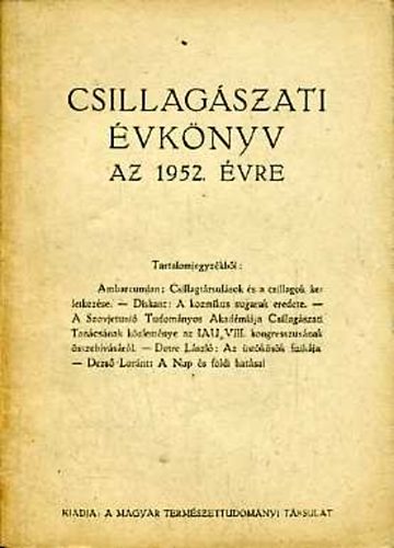 Csillagszati vknyv az 1952. vre