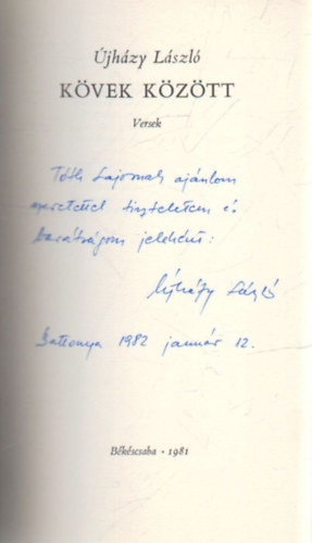 jhzy Lszl - Kvek kztt- versek , dediklt , szmozott