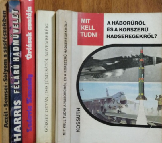 Aczél János-Semsei Jenő - Görgey István - John Harris - Ludovic Kennedy - Serfőző László-Nagy István György-Szentesi György - Katonai témájú könyvcsomag (5 kötet)