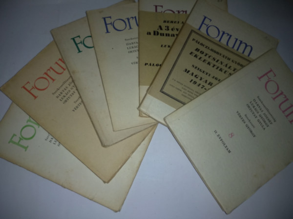 7db Forum folyóirat (II. évf. 8., 10. szám, III. évf. 2., 5.,7. szám, IV. évf. 4. szám, V. évf. 2. szám) 1947-1950