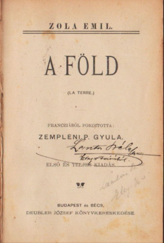Emil Zola, ford.: Zempl�ni P. Gyula - A F�ld