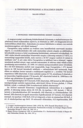 Balázs György - A csongrádi munkásság a dualizmus idején - dedikált - Különlenyomat